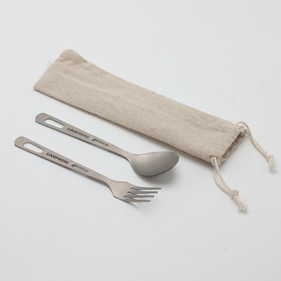 Gryno titano stalo reikmenys Peilis Šakutė Šaukštas Valgomieji lazdelės Šeimos stovyklavimo stalo įrankių rinkinys Lauke Nešiojami lengvi stalo įrankiai piknikui