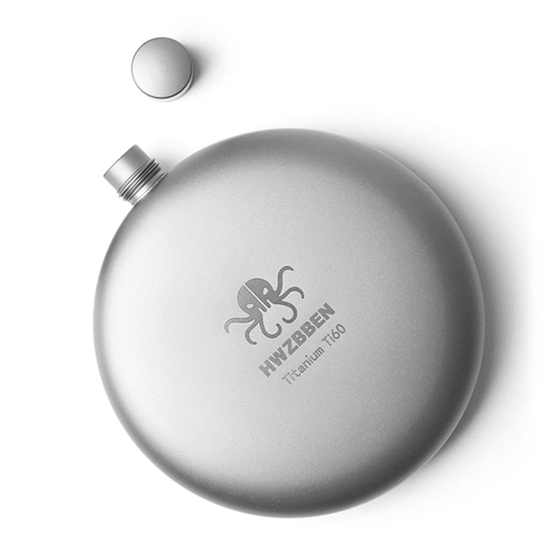 170 ml Neperšlampama titano kolba alkoholio viskio vyno kolba, skirta lauko kempingams, kelionių piknikui