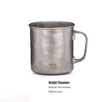 TiTo titāna kauss īpaši viegls pārnēsājams stiepšanās rokturis, viena slāņa krūze, pārgājienu aprīkojums, piknika āra kempinga trauki