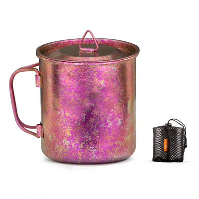 TiTo titāna kauss īpaši viegls pārnēsājams stiepšanās rokturis, viena slāņa krūze, pārgājienu aprīkojums, piknika āra kempinga trauki