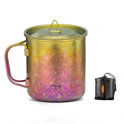 TiTo titāna kauss īpaši viegls pārnēsājams stiepšanās rokturis, viena slāņa krūze, pārgājienu aprīkojums, piknika āra kempinga trauki