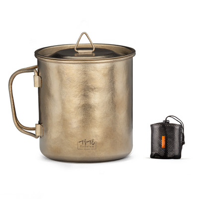 TiTo titāna kauss īpaši viegls pārnēsājams stiepšanās rokturis, viena slāņa krūze, pārgājienu aprīkojums, piknika āra kempinga trauki