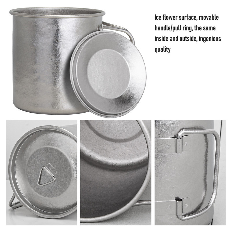 TiTo titāna kauss īpaši viegls pārnēsājams stiepšanās rokturis, viena slāņa krūze, pārgājienu aprīkojums, piknika āra kempinga trauki