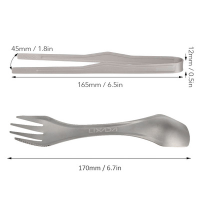 Lixada Titanium Tongs Clip BBQ Grillezőeszköz Barbecue Clip Könnyű főzőfogó Szabadtéri kemping hátizsákkal túrázási edények