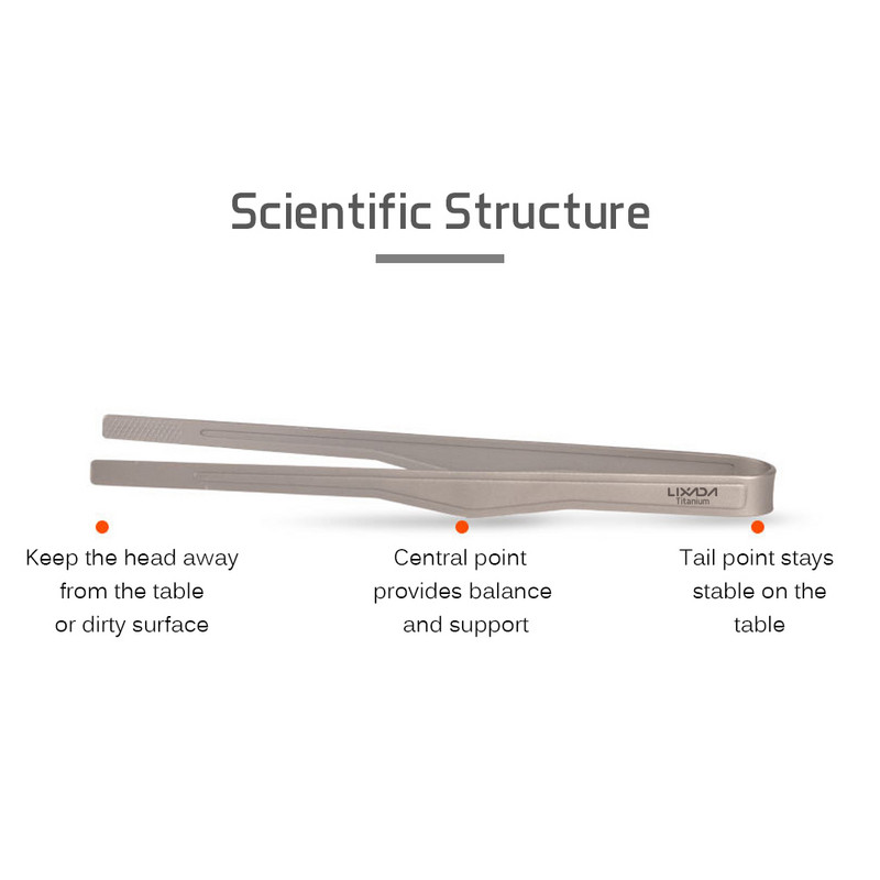 Lixada Titanium Tongs Clip BBQ Grillezőeszköz Barbecue Clip Könnyű főzőfogó Szabadtéri kemping hátizsákkal túrázási edények