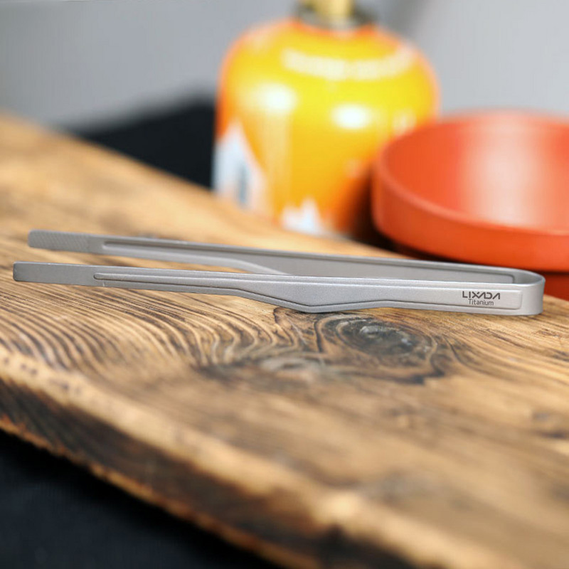 Lixada Titanium Tongs Clip BBQ Grillezőeszköz Barbecue Clip Könnyű főzőfogó Szabadtéri kemping hátizsákkal túrázási edények