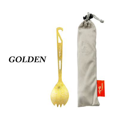 TiTo Ice Flower Surface Outdoor Spork Titanium Camping Flatware Πιρούνι κουταλιού καθαρού τιτανίου με ανοιχτήρι μπουκαλιών Ταξιδιωτικό σακίδιο πλάτη