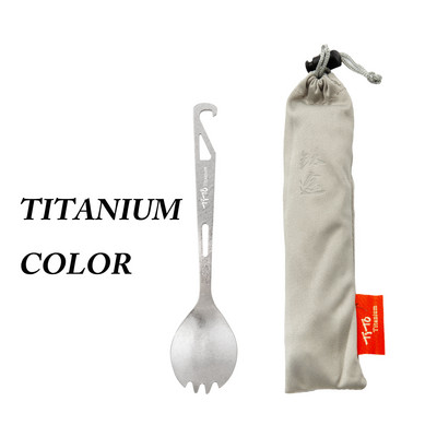 TiTo Ice Flower Surface Outdoor Spork Titanium Camping Flatware Πιρούνι κουταλιού καθαρού τιτανίου με ανοιχτήρι μπουκαλιών Ταξιδιωτικό σακίδιο πλάτη