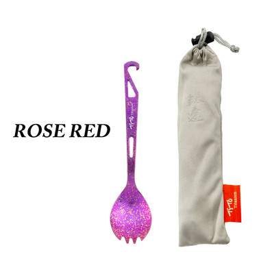 TiTo Ice Flower Surface Outdoor Spork Titanium Camping Flatware Πιρούνι κουταλιού καθαρού τιτανίου με ανοιχτήρι μπουκαλιών Ταξιδιωτικό σακίδιο πλάτη