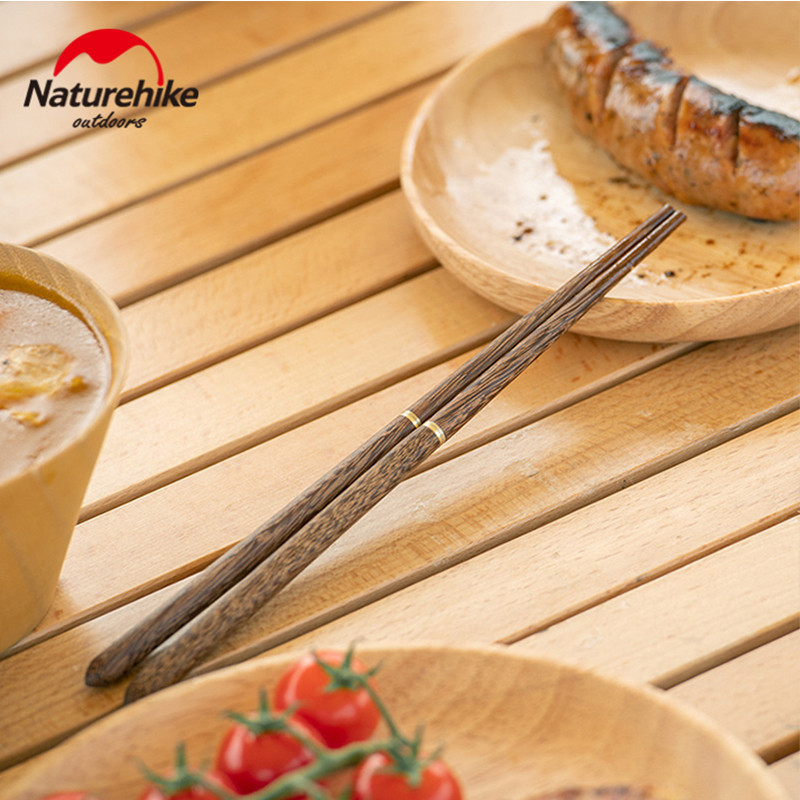 Naturehike Ultrakönnyű összecsukható fa pálcika, tömör, hordozható, újrafelhasználható kültéri kemping grillezési piknik evőpálcikák