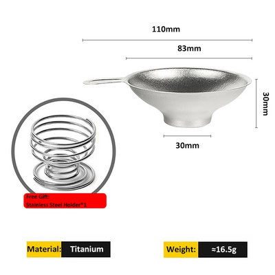 Pārnēsājams titāna tējas sietiņš, kafijas tējas filtrs, atkārtoti lietojams, daudzpusīgs veselīgs titāna sieta krūze dzērienu trauki āra kempinga virtuve