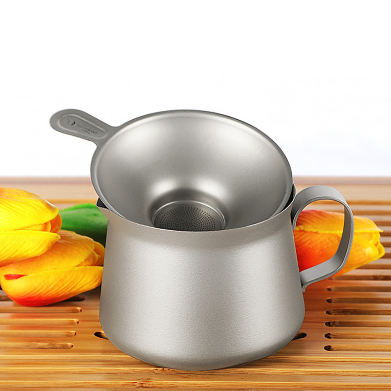 Pārnēsājams titāna tējas sietiņš, kafijas tējas filtrs, atkārtoti lietojams, daudzpusīgs veselīgs titāna sieta krūze dzērienu trauki āra kempinga virtuve
