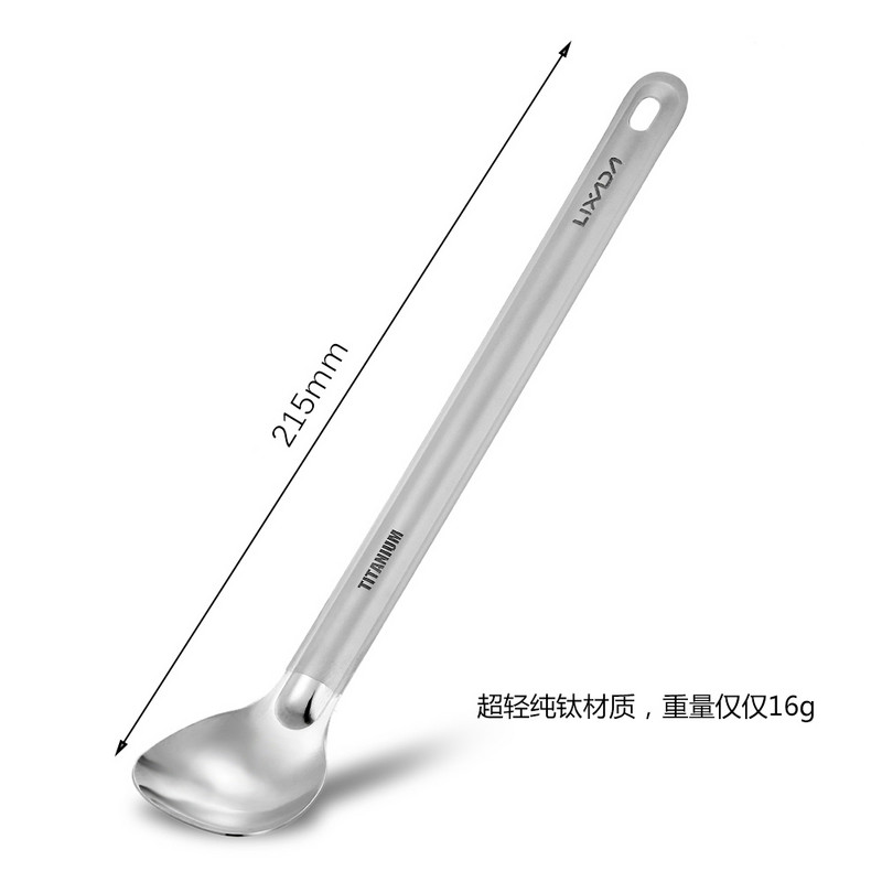 Lixada titán hosszú nyelű kanál csiszolt tál kültéri hordozható vacsorakanál evőeszköz kemping hátizsákos piknik étkészlet