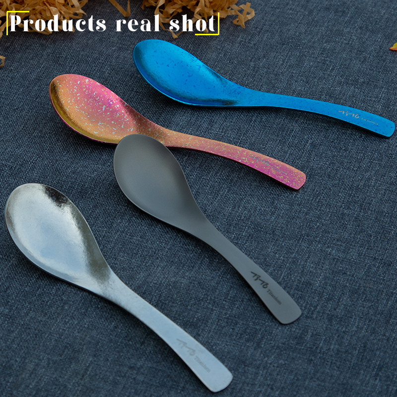 TiTo metāla tīra titāna zupas karotes rīsu kauss mājsaimniecības galda piederumiem āra kempingā ar auduma maisiņu