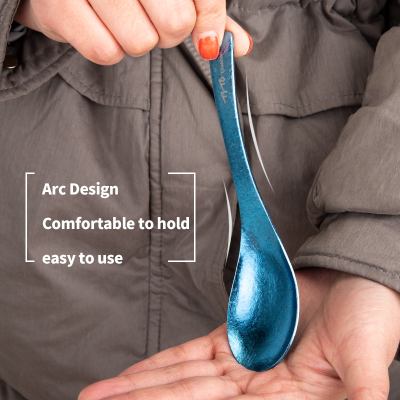 TiTo metāla tīra titāna zupas karotes rīsu kauss mājsaimniecības galda piederumiem āra kempingā ar auduma maisiņu