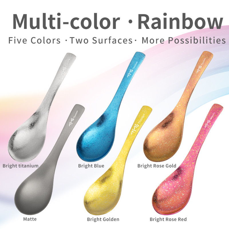 TiTo metāla tīra titāna zupas karotes rīsu kauss mājsaimniecības galda piederumiem āra kempingā ar auduma maisiņu