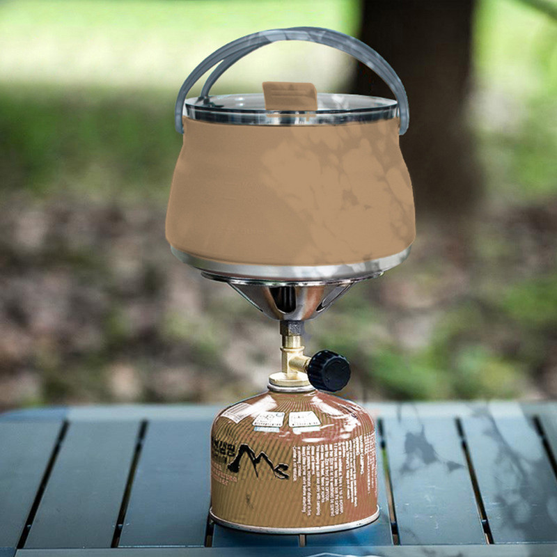 Välistingimustes kasutatav silikoonist veekeetja, kaasaskantav kokkupandav veekeetja roostevabast terasest põhjaga kokkupandav veekeetja lauanõud matkariistad