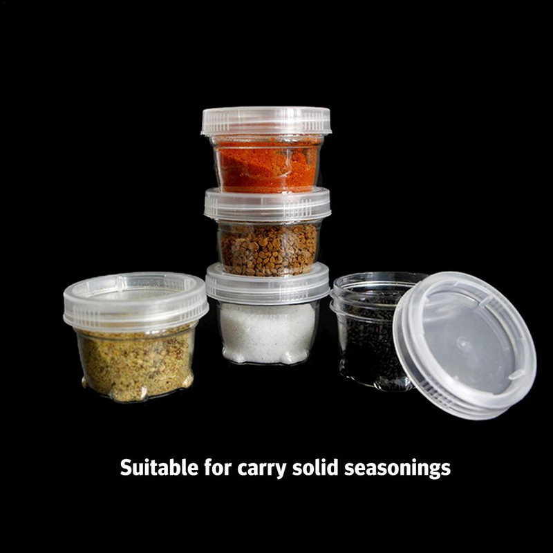 5gab Caurspīdīga garšvielu kastīte Pārnēsājamas garšvielu burkas komplekts Garšvielu podi uzglabāšanas konteiners Kempinga garšvielu uzglabāšanas kaste ar maisiņu