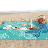 Piknika paklājiņš, kempings, pārgājieni, brīvdabas, pārnēsājama pludmales sega, saliekama ūdensnecaurlaidīga zāliena auduma, kempinga aprīkojuma paklājiņš 200 x 210 cm