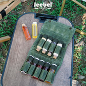 Āra garšvielu pudeļu komplekts Pārnēsājams saliekams vaska audekls Ūdensizturīgs liela ietilpība kempings pārgājieni Bushcraft piknika grila garšvielu maisiņš