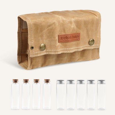 Āra garšvielu pudeļu komplekts Pārnēsājams saliekams vaska audekls Ūdensizturīgs liela ietilpība kempings pārgājieni Bushcraft piknika grila garšvielu maisiņš