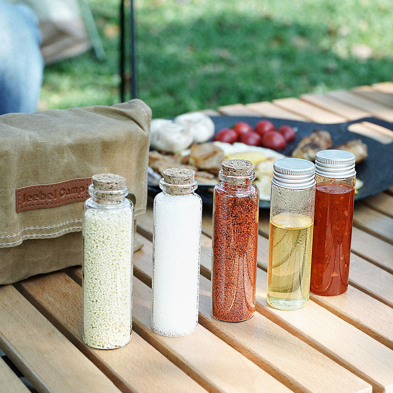 Āra garšvielu pudeļu komplekts Pārnēsājams saliekams vaska audekls Ūdensizturīgs liela ietilpība kempings pārgājieni Bushcraft piknika grila garšvielu maisiņš