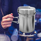 2db/szett Kemping vízforraló rozsdamentes acél főző kanna Kemping edény Hordozható kültéri kemping hátizsákos edény összecsukható fogantyúval