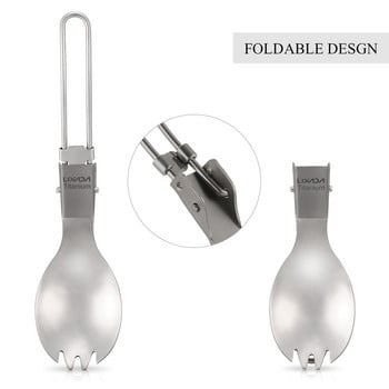 Lixada Titanium Folding Spork Ελαφρύ Εξωτερικό Δείπνο spork Flatware για ταξιδιωτικό κάμπινγκ Σακίδιο πλάτης