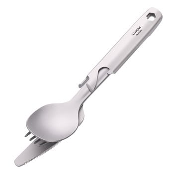 Lixada Titanium Flatware Set прибори за вечеря Къмпинг Лъжица Вилица Резачка Държач Отварачка за бутилки за къмпинг Туризъм Раница Пикник