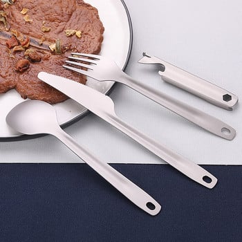 Lixada Titanium Flatware Set прибори за вечеря Къмпинг Лъжица Вилица Резачка Държач Отварачка за бутилки за къмпинг Туризъм Раница Пикник