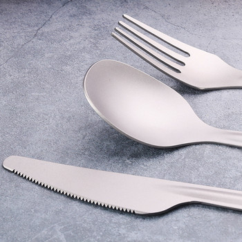 Lixada Titanium Flatware Set прибори за вечеря Къмпинг Лъжица Вилица Резачка Държач Отварачка за бутилки за къмпинг Туризъм Раница Пикник