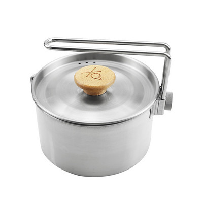 Āra kempinga katls nerūsējošā tērauda tējas kafijas vārīšanas tējkanna ar salokāmu rokturi pārgājienu piknika kempinga aprīkojumam