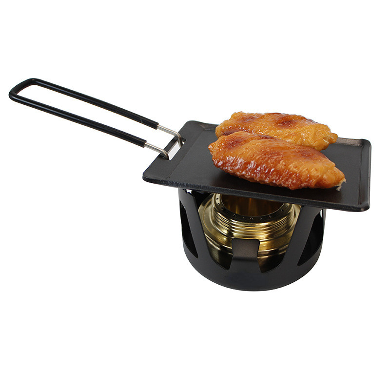 Nelipni kepsninės lėkštė kvadratinė kepsnių lėkštė kepsnys lauko stovyklavimui Nešiojama grynos geležies kepimo lėkštė