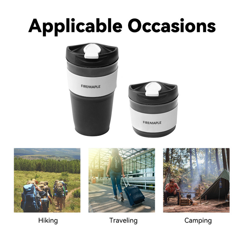 Fire-Maple silikona saliekama kafijas krūze ar vāku, applaucēšanās izturīgas pārnēsājamas salokāmas krūzes kempingam, 350 ml