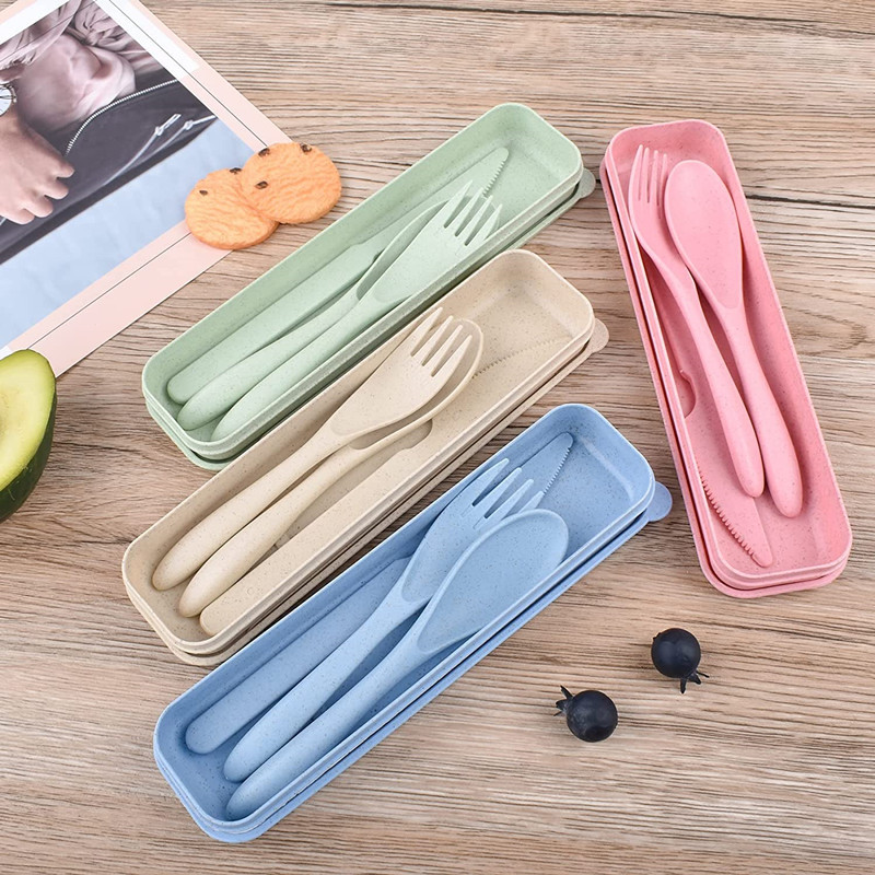 Kaasaskantav plastikust reisisöögiriistade komplekt koos ümbrisega matkapikniku jaoks Korduvkasutatavad lusikakahvlite komplektid väligrillidele Cartravel lauanõude jaoks