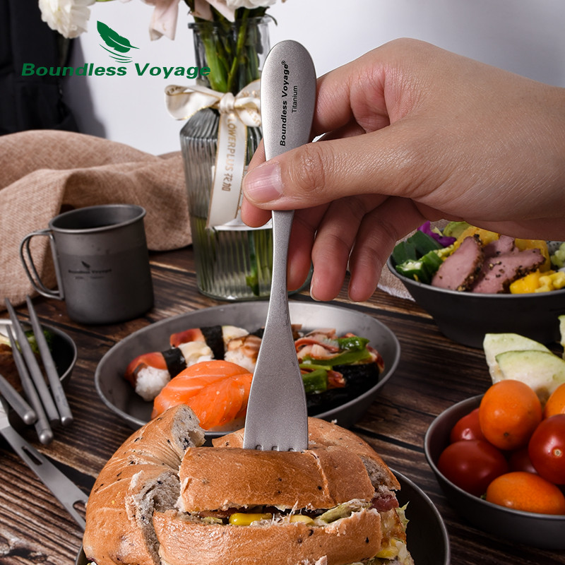 Beribės kelionės titano stalo reikmenys stovyklavimo šaukštai šakutės lazdelės rinkinys itin lengvi lauko stalo įrankiai, skirti žygiams iškylose