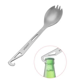 Lixada από ανοξείδωτο ατσάλι Spork Long Handle Spork με ανοιχτήρι μπουκαλιών Ελαφρύ πλάκες για δείπνο σε εξωτερικούς χώρους Spork για ταξιδιωτικό κάμπινγκ