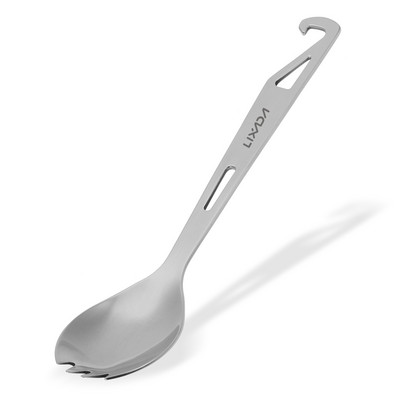 Lixada nerūdijančio plieno Spork ilga rankena Spork su butelių atidarytuvu Lengvi lauko vakarienės Spork stalo reikmenys kelionių stovyklavimui