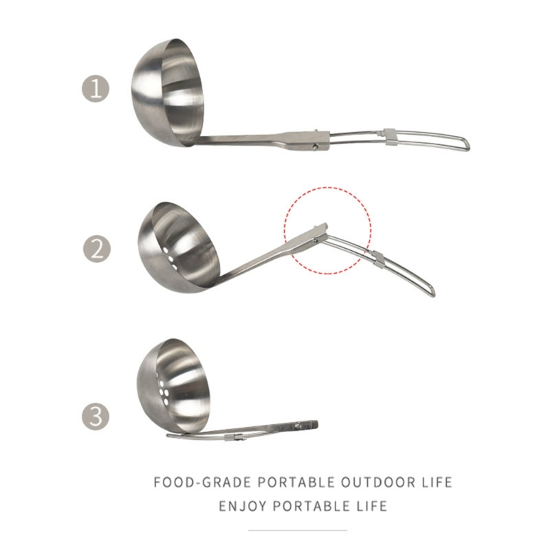 Salokāma karote Pārnēsājami kempinga galda piederumi (304) Nerūsējošā tērauda karote ceļojumiem brīvā dabā Galda piederumi Pārgājieni Izdzīvošanas kempings