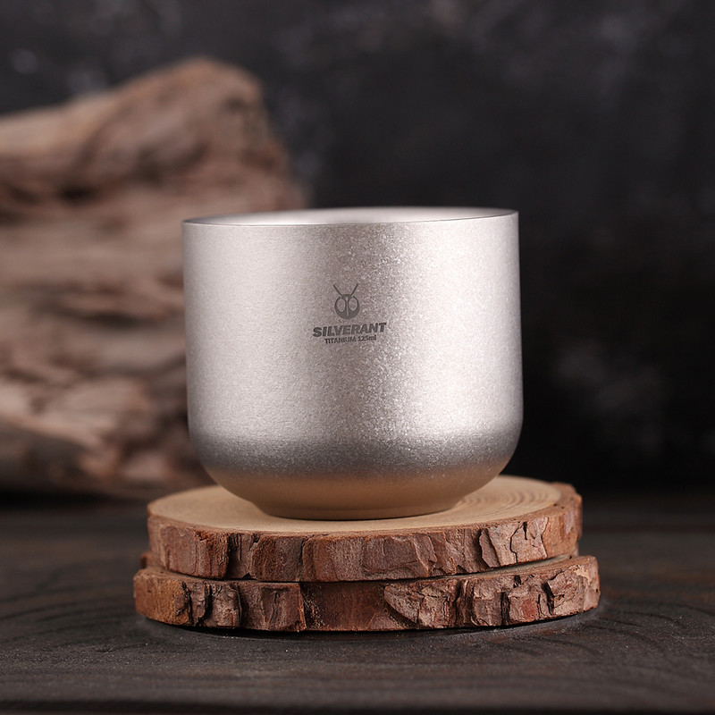 125 ml-es tiszta titán kétrétegű teáscsésze, hőálló, egészséges mini kávésbögre kempingezéshez túrázáshoz hátizsákkal Otthoni iroda