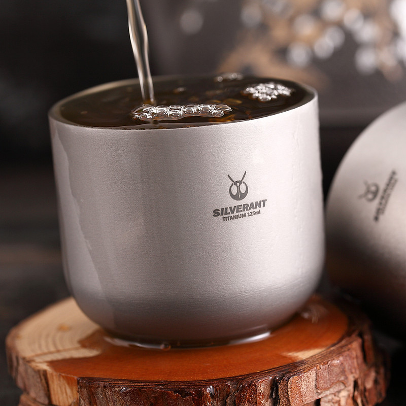 125 ml-es tiszta titán kétrétegű teáscsésze, hőálló, egészséges mini kávésbögre kempingezéshez túrázáshoz hátizsákkal Otthoni iroda