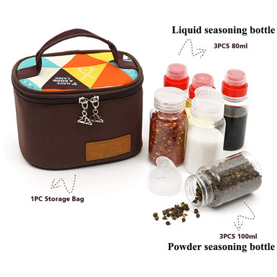BBQ garšvielu kastes katlu komplekts kempings āra grils garšvielu burciņas garšvielu kārbas pipari sāls pudeles konteineri galda piederumu uzglabāšanas maisiņš