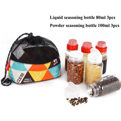 BBQ garšvielu kastes katlu komplekts kempings āra grils garšvielu burciņas garšvielu kārbas pipari sāls pudeles konteineri galda piederumu uzglabāšanas maisiņš