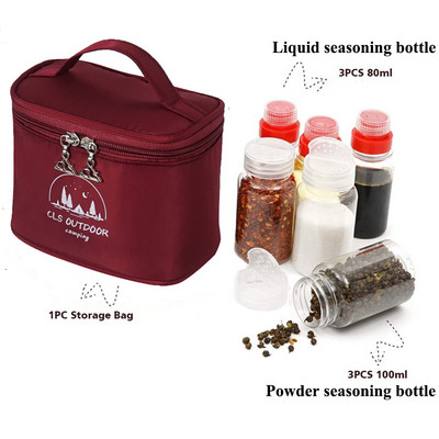 BBQ garšvielu kastes katlu komplekts kempings āra grils garšvielu burciņas garšvielu kārbas pipari sāls pudeles konteineri galda piederumu uzglabāšanas maisiņš