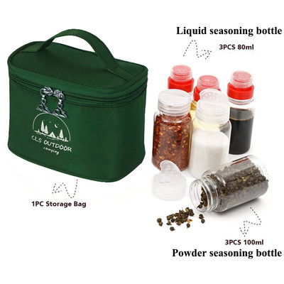 BBQ garšvielu kastes katlu komplekts kempings āra grils garšvielu burciņas garšvielu kārbas pipari sāls pudeles konteineri galda piederumu uzglabāšanas maisiņš