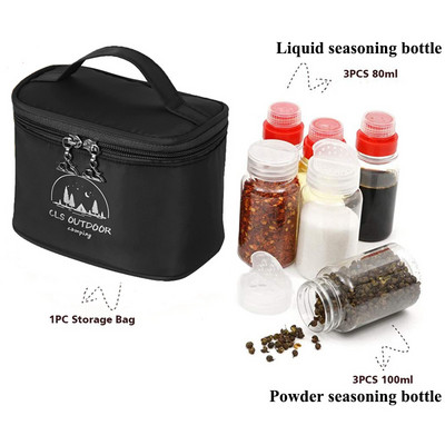 BBQ garšvielu kastes katlu komplekts kempings āra grils garšvielu burciņas garšvielu kārbas pipari sāls pudeles konteineri galda piederumu uzglabāšanas maisiņš