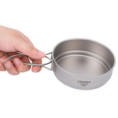 Lixada 350 ml/500 ml īpaši viegla titāna cepeškrāsns āra kempings pārgājieniem pikniks mugursoma gatavošanas panna ar salokāmiem rokturiem