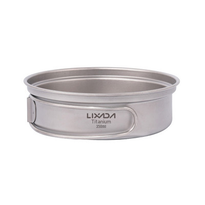 Lixada 350 ml/500 ml īpaši viegla titāna cepeškrāsns āra kempings pārgājieniem pikniks mugursoma gatavošanas panna ar salokāmiem rokturiem