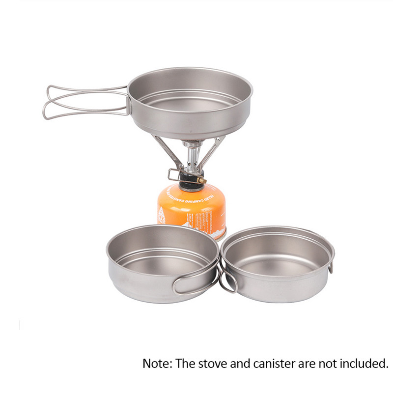 Lixada 350 ml/500 ml īpaši viegla titāna cepeškrāsns āra kempings pārgājieniem pikniks mugursoma gatavošanas panna ar salokāmiem rokturiem