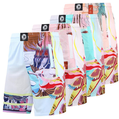 Pantaloni scurți de vară Pantaloni scurți de baschet cu imprimeu pentru bărbați, pentru antrenament, pentru alergare, pentru gimnastică, largi, pentru antrenament sportiv, pantaloni de sport, pentru fotbal